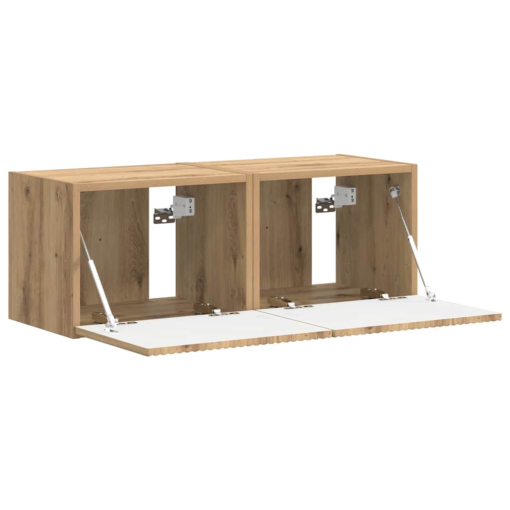 Dulap TV de perete 2 pcs Stejar artizanal 60 x 31 x 29.5 cm — imaginea 7