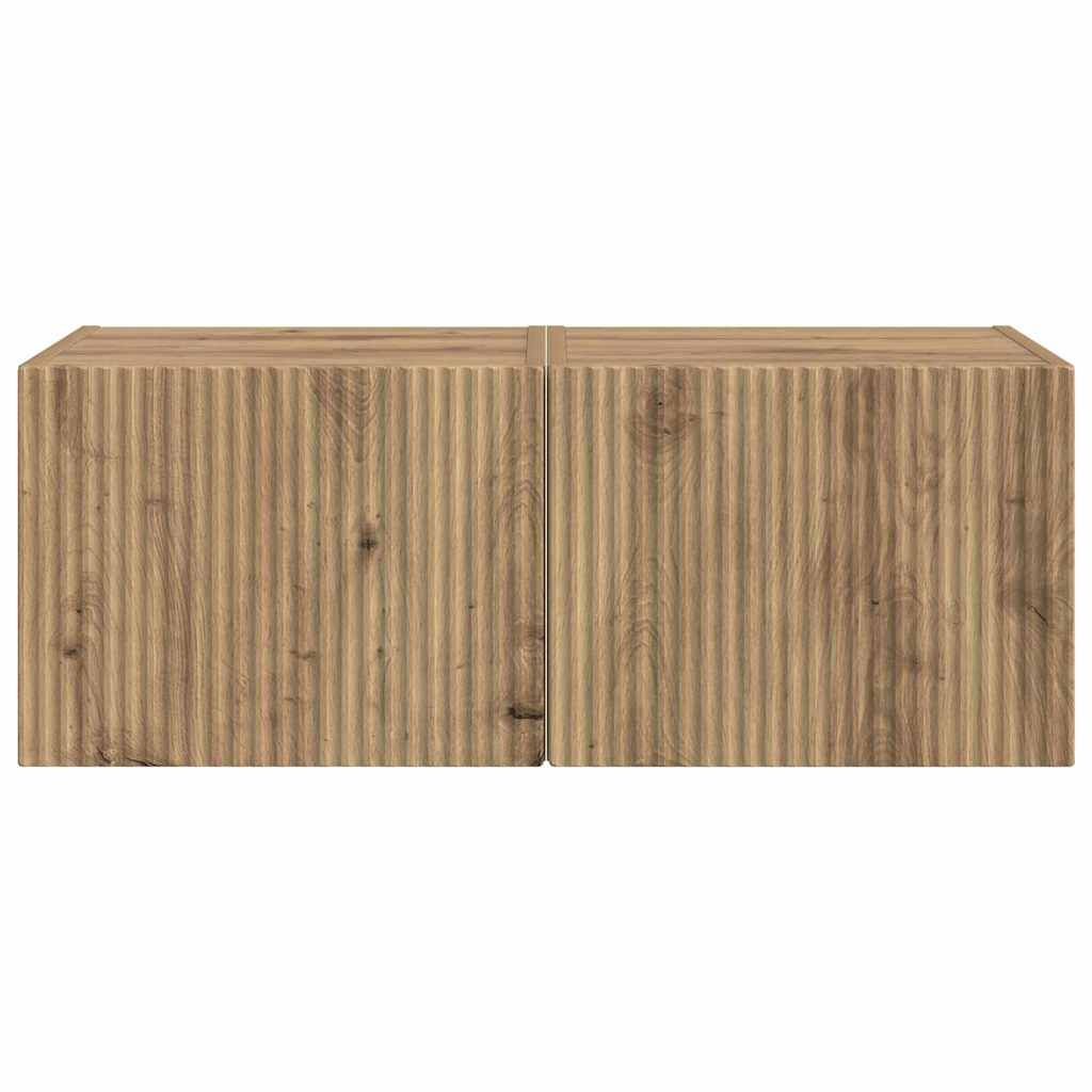 Dulap TV de perete 2 pcs Stejar artizanal 60 x 31 x 29.5 cm — imaginea 8