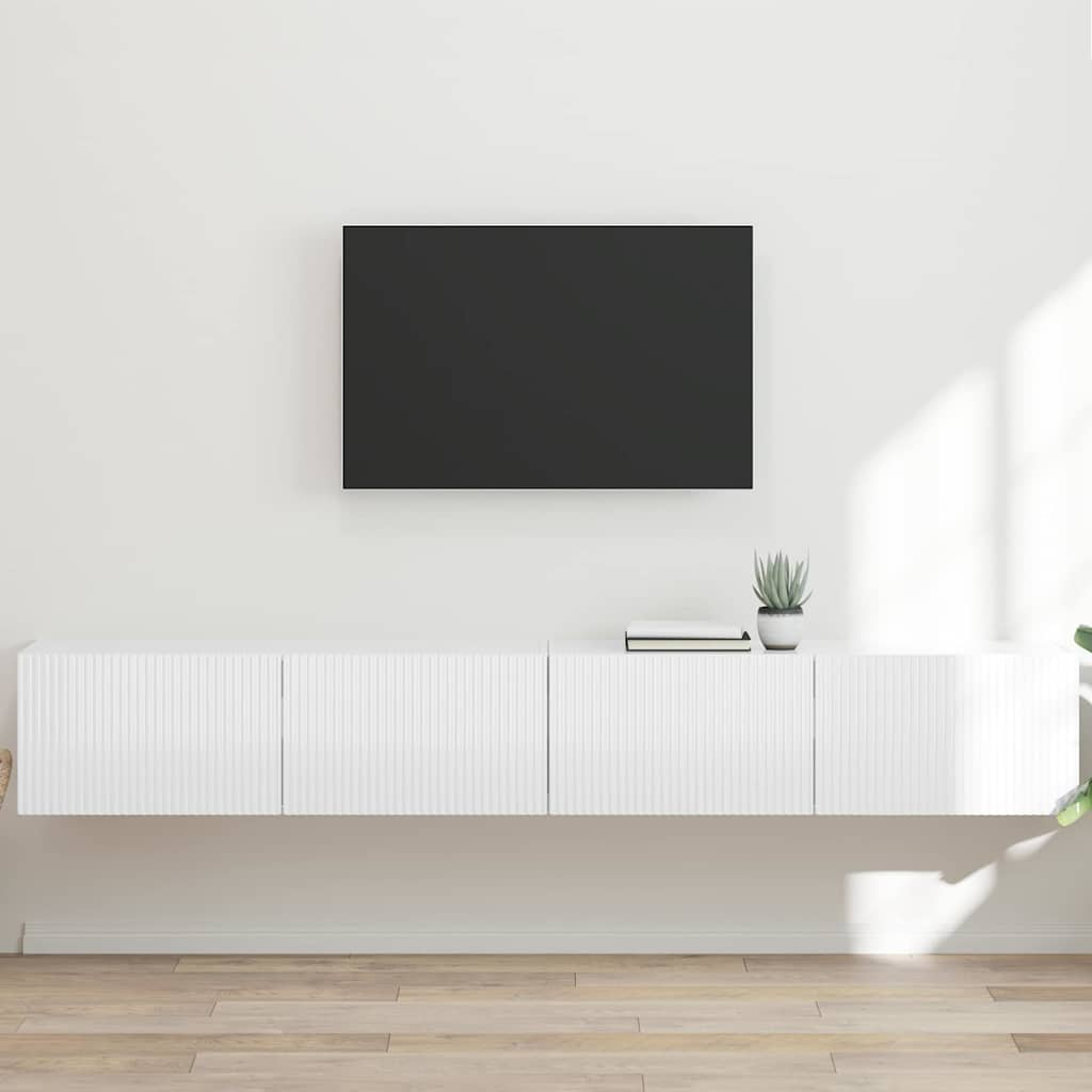 Dulap TV de perete Pe perete 2 pcs Alb Lucios 60 x 31 x 29.5 cm — imaginea 2