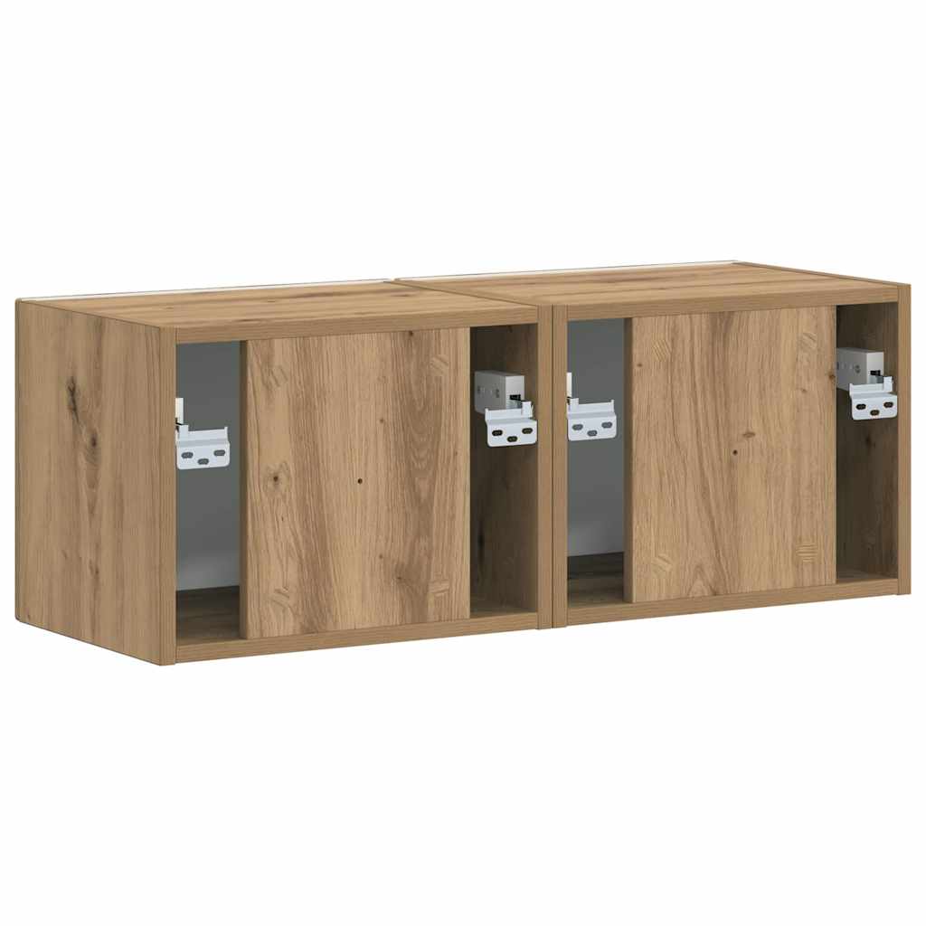 Dulap TV de perete 2 pcs Stejar artizanal 60 x 31 x 29.5 cm — imaginea 10