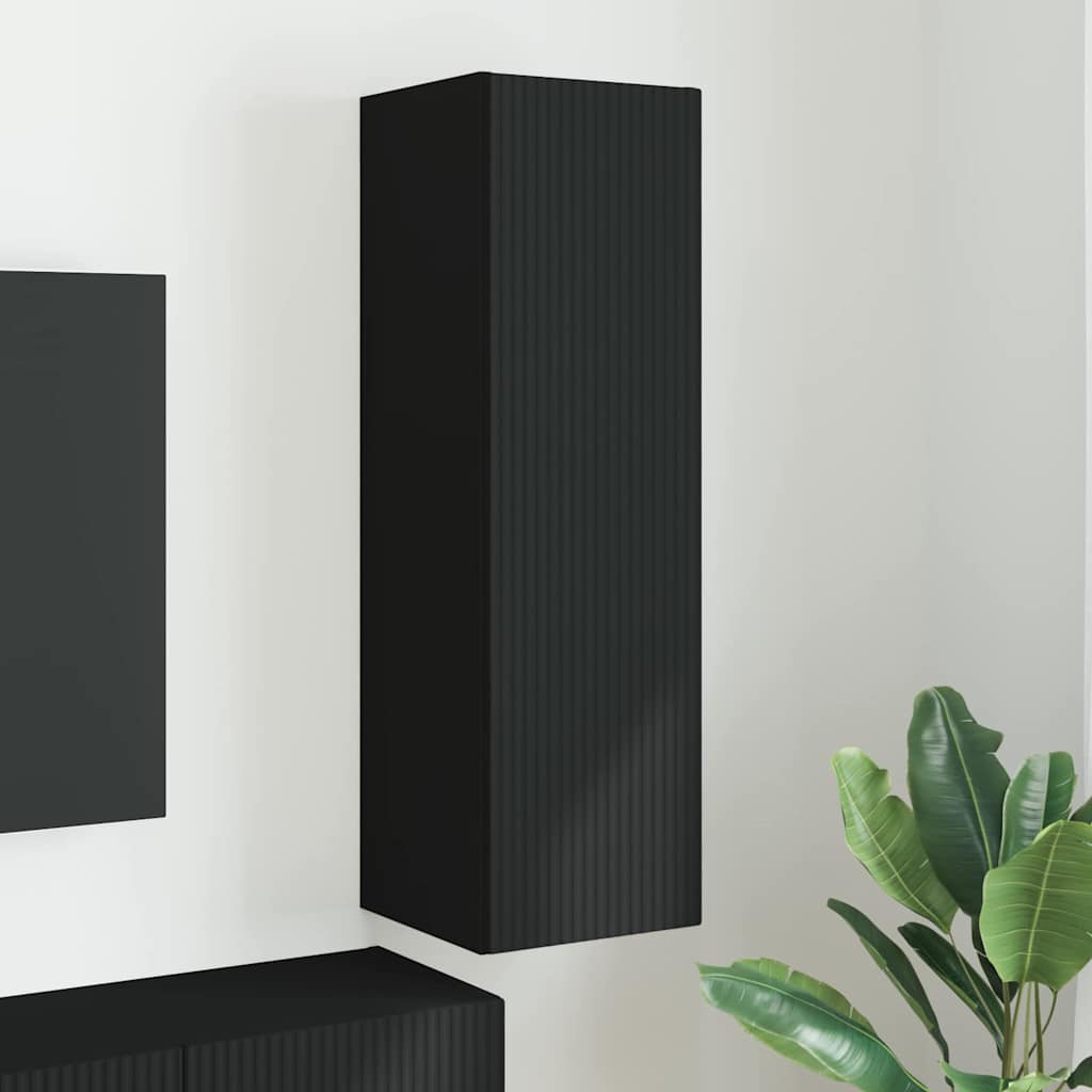 Dulap TV de perete Negru 30 x 31 x 100 cm Lemn compozit — imaginea 2