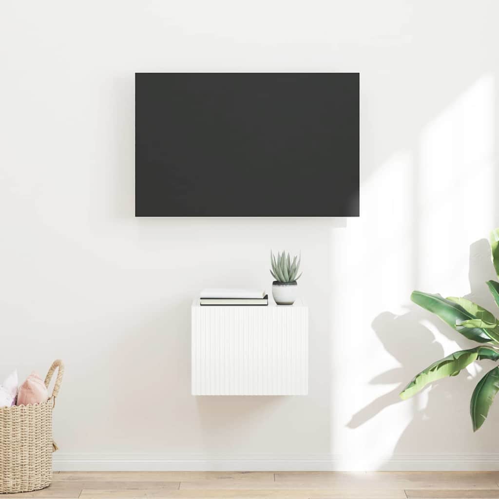Dulap TV de perete Alb Lucios 60 x 31 x 29.5 cm Lemn compozit — imaginea 2