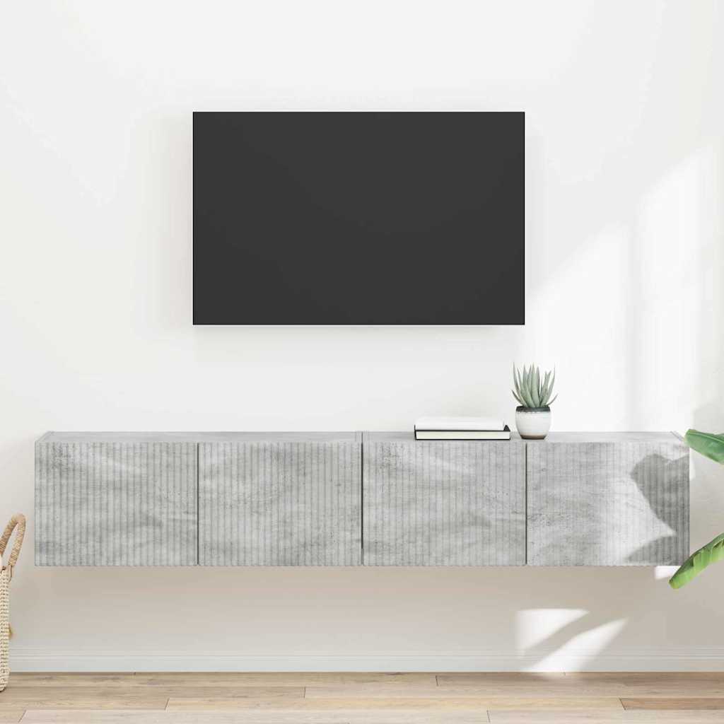 Dulap TV de perete 2 pcs Beton 60 x 31 x 29.5 cm Lemn compozit — imaginea 2