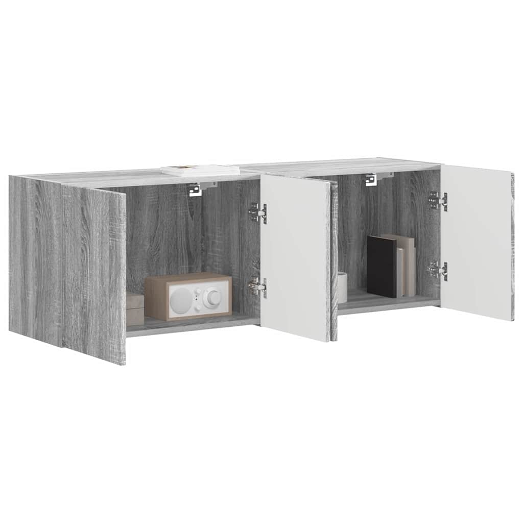 Dulap TV de perete Pe perete 2 pcs Gri Sonoma 59,5 x 31 x 40 cm — imaginea 4