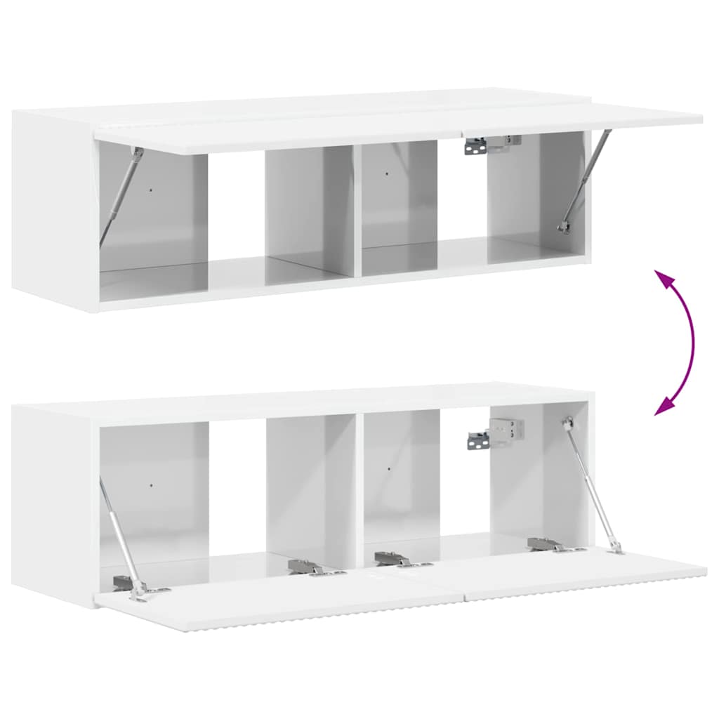 Dulap TV de perete Pe perete 2 pcs Alb Lucios 60 x 31 x 29.5 cm — imaginea 13