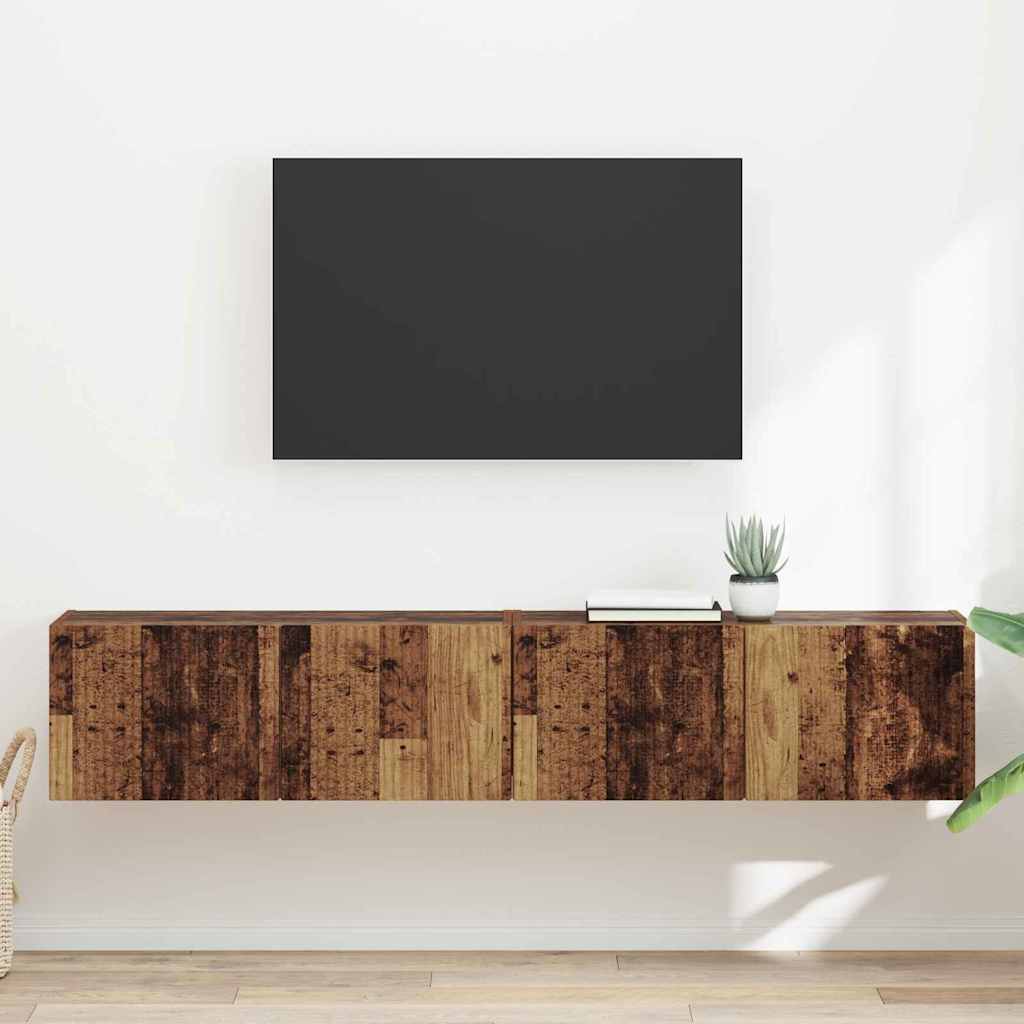 Dulap TV de perete Pe perete 2 pcs Lemn Vechi 60 x 31 x 29.5 cm — imaginea 2