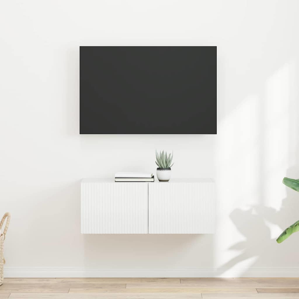 Dulap TV de perete Pe perete 2 pcs Alb Lucios 60 x 31 x 29.5 cm — imaginea 2