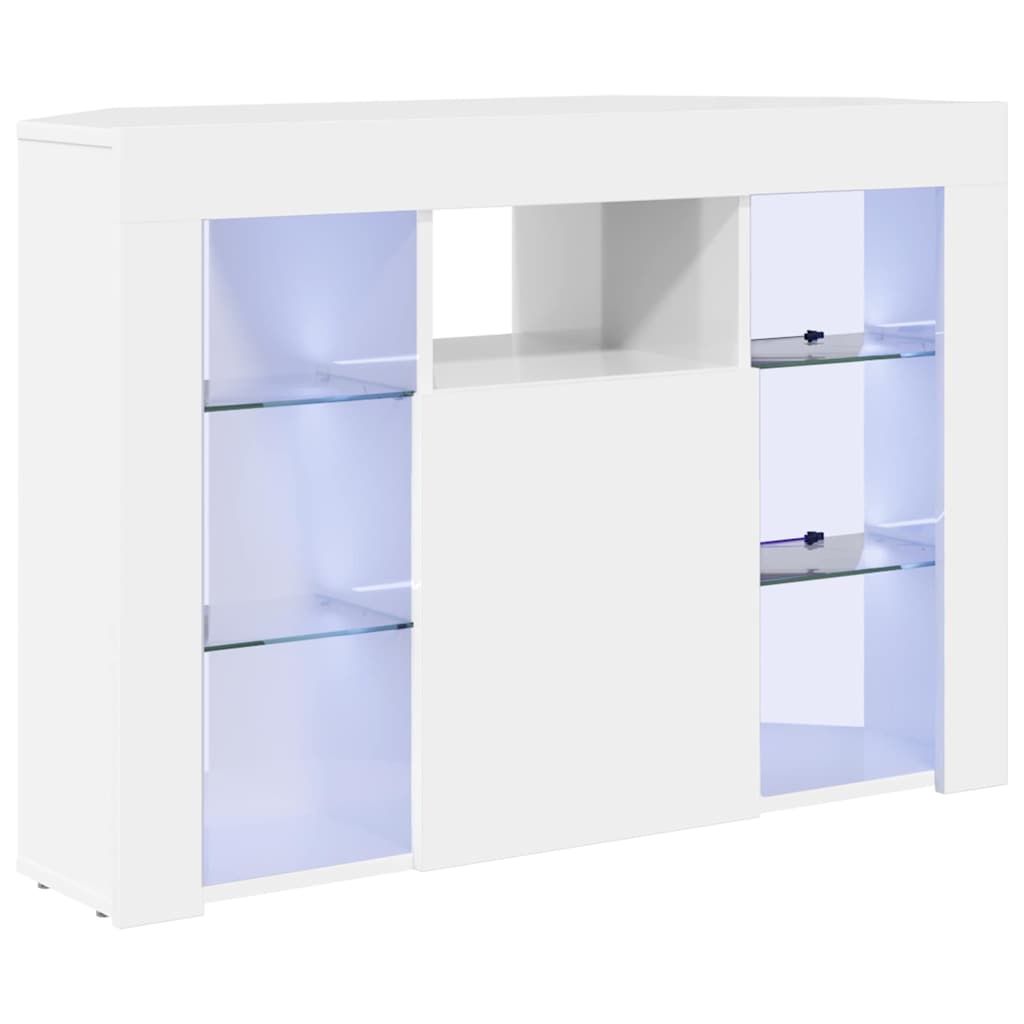 Sifonier LED pentru TV coltar Alb lucios 104 x 40 x 68 cm