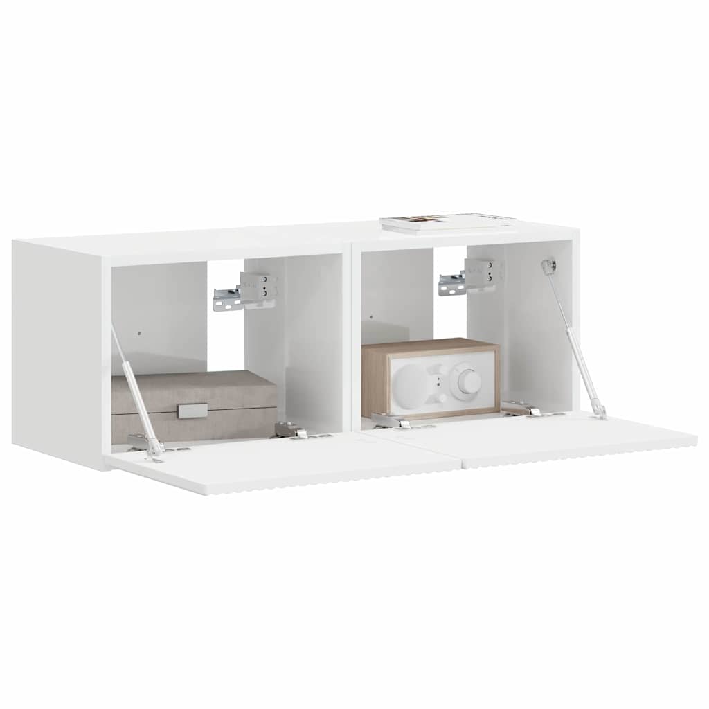 Dulap TV de perete Pe perete 2 pcs Alb Lucios 60 x 31 x 29.5 cm — imaginea 4