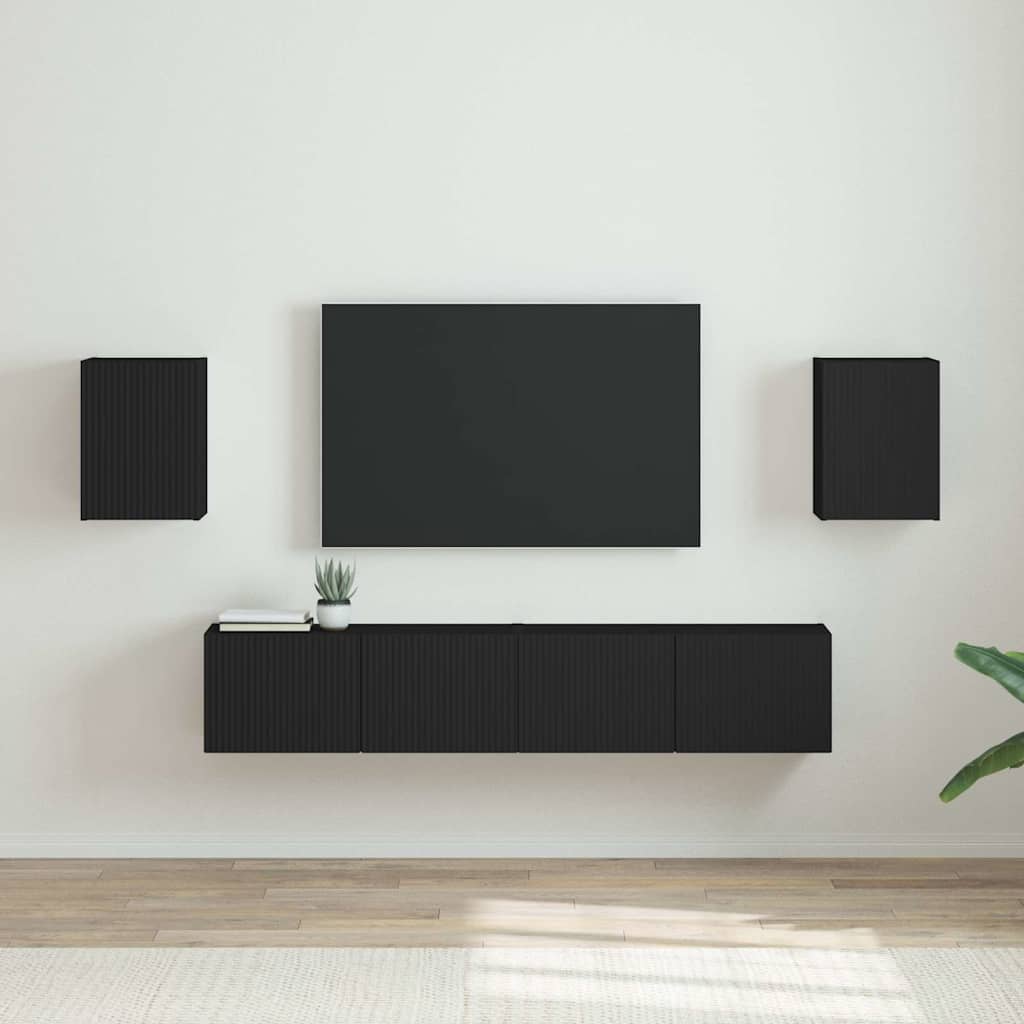 Dulap TV de perete 2 pcs Negru 30 x 31 x 40 cm Lemn compozit — imaginea 2