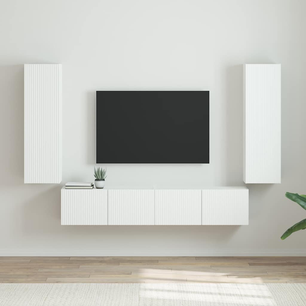 Dulap TV de perete Pe perete 2 pcs Alb Lucios 30 x 31 x 100 cm — imaginea 2