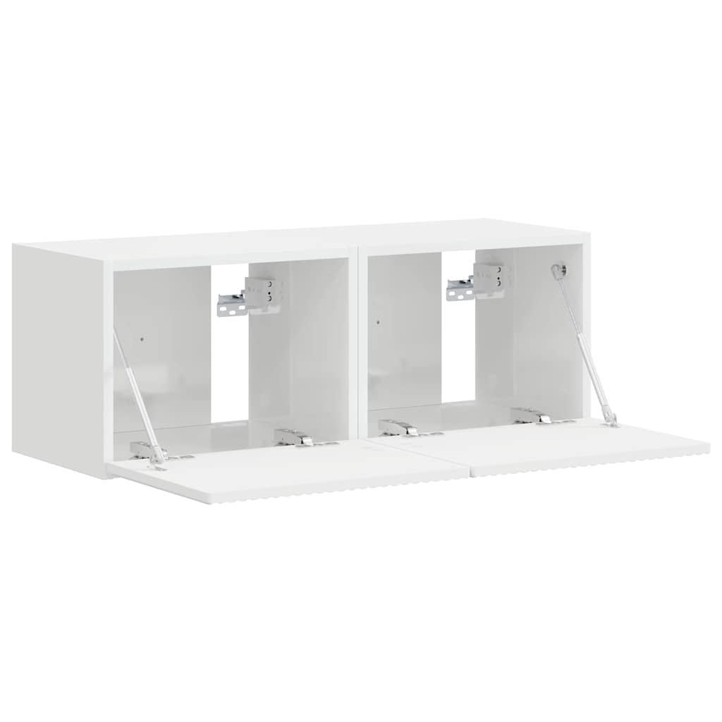 Dulap TV de perete Pe perete 2 pcs Alb Lucios 60 x 31 x 29.5 cm — imaginea 7