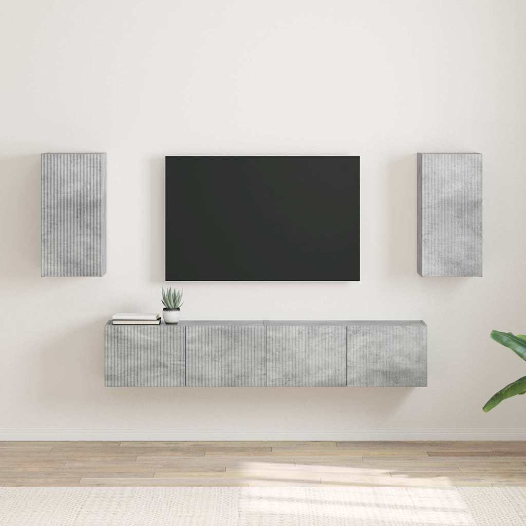 Dulap TV de perete 2 pcs Beton 30 x 31 x 60 cm Lemn compozit — imaginea 2