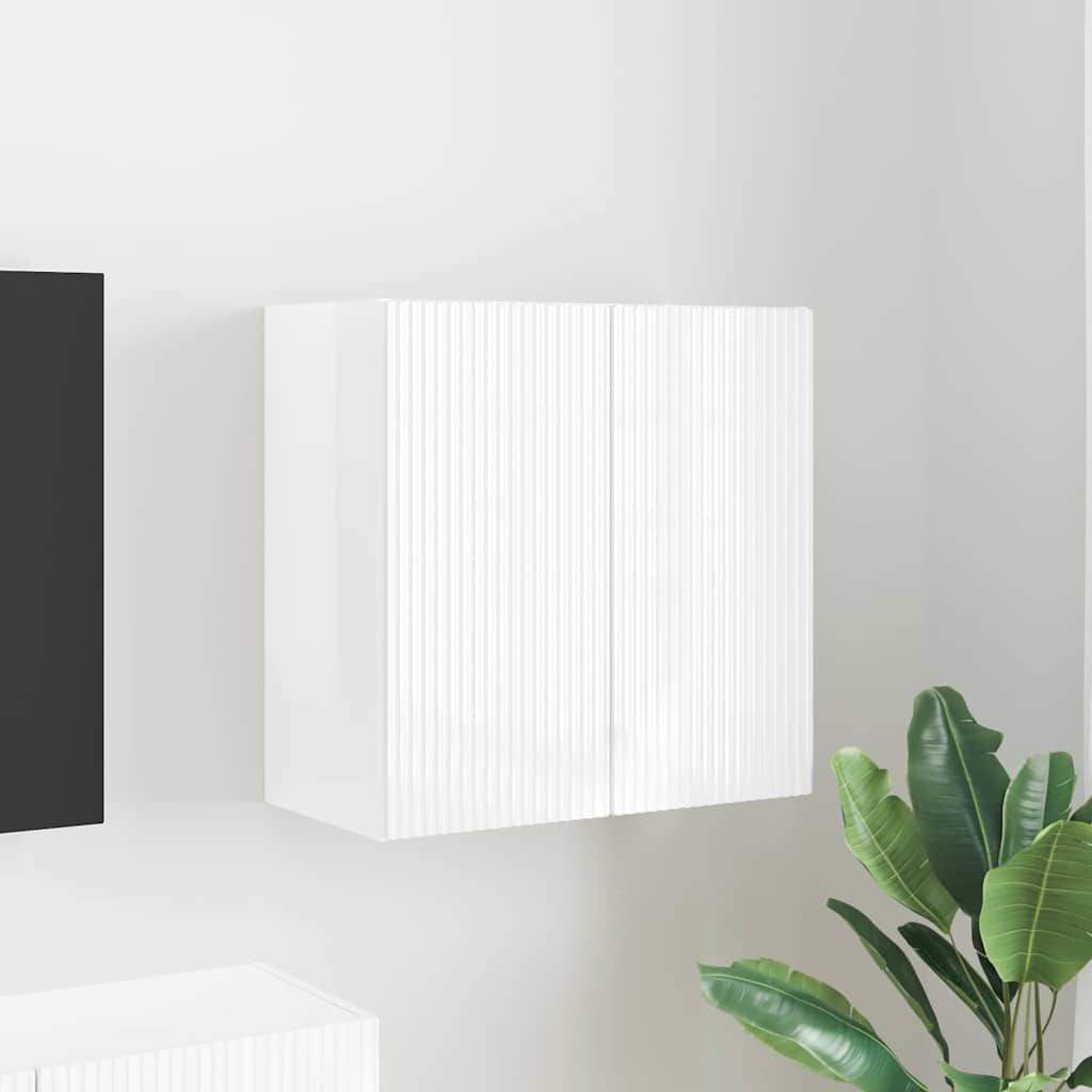 Dulap TV de perete Alb lucios 59,5 x 31 x 60 cm Lemn compozit — imaginea 2