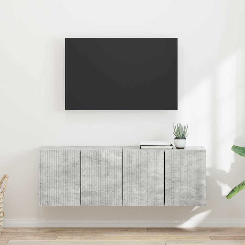 Dulap TV de perete 2 pcs Gri din beton 59,5 x 31 x 40 cm — imaginea 2