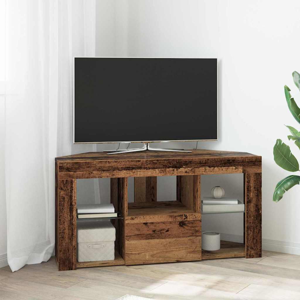 Sifonier LED pentru TV coltar Lemn Vechi 107 x 40 x 50 cm — imaginea 2