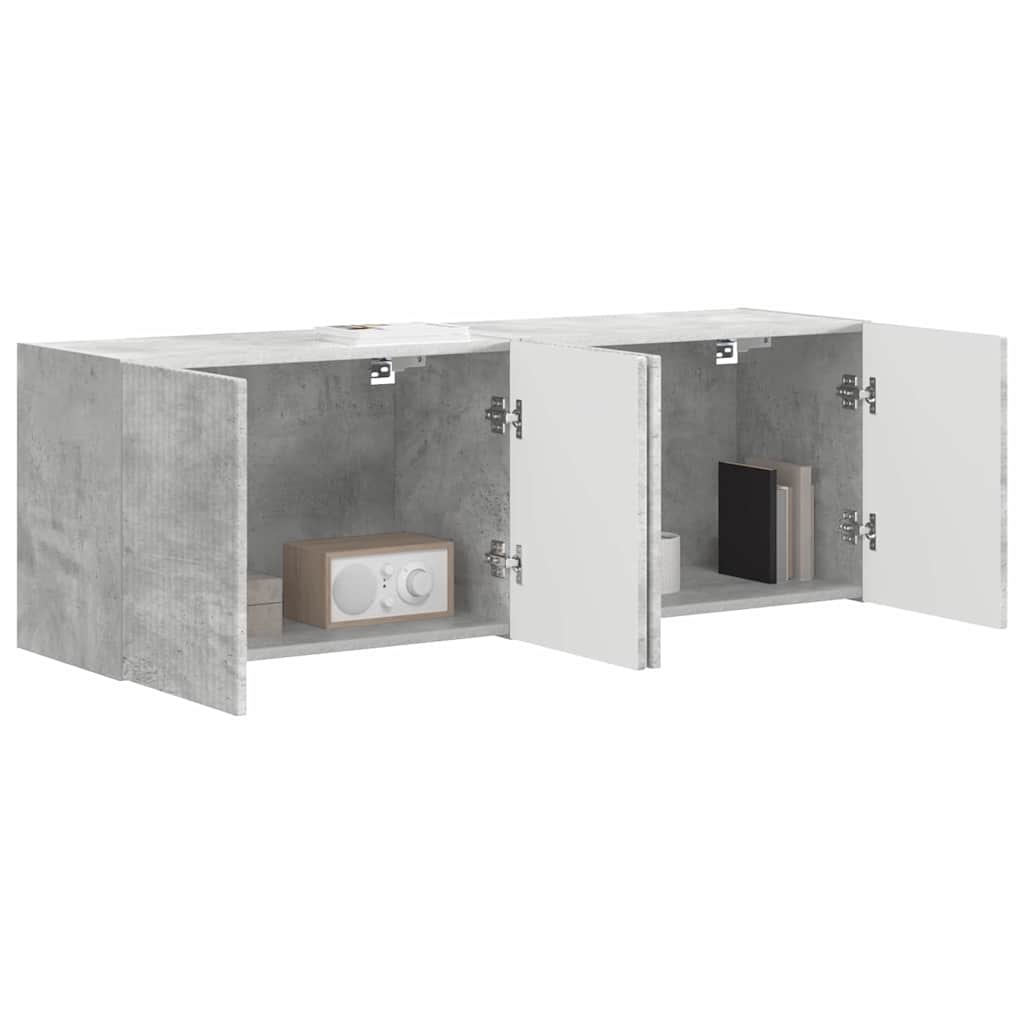 Dulap TV de perete 2 pcs Gri din beton 59,5 x 31 x 40 cm — imaginea 4