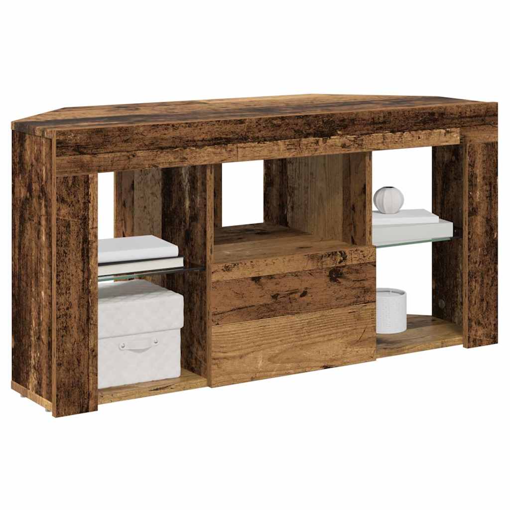 Sifonier LED pentru TV coltar Lemn Vechi 107 x 40 x 50 cm — imaginea 4