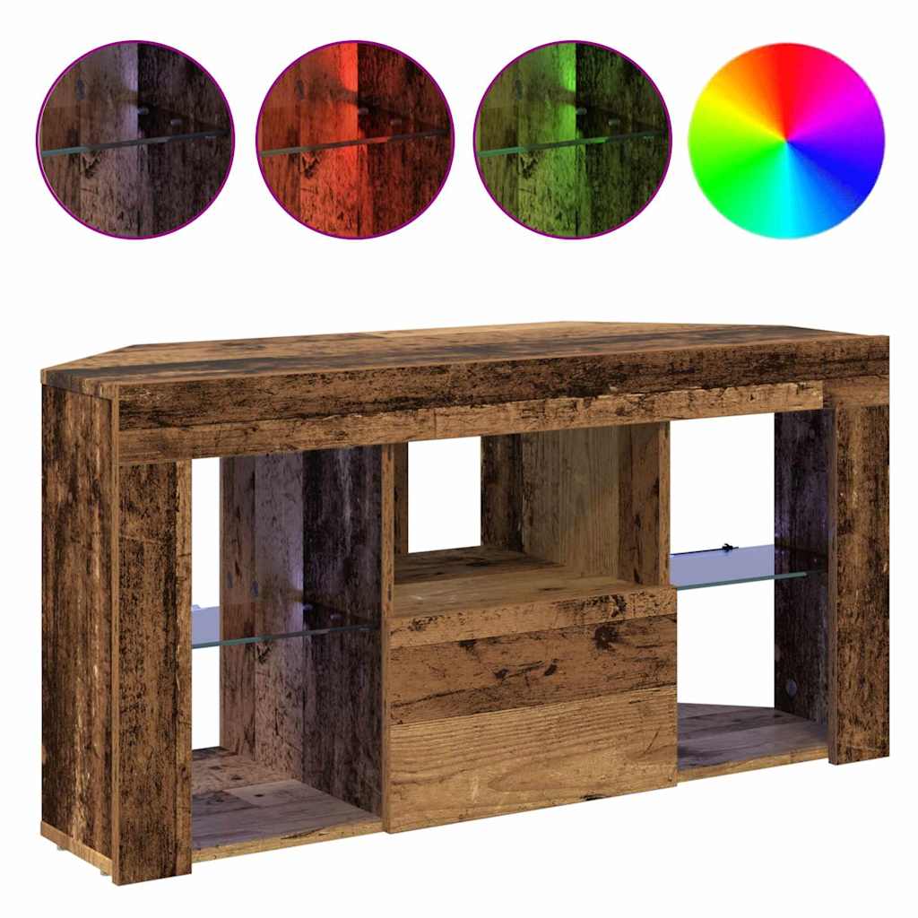 Sifonier LED pentru TV coltar Lemn Vechi 107 x 40 x 50 cm — imaginea 5