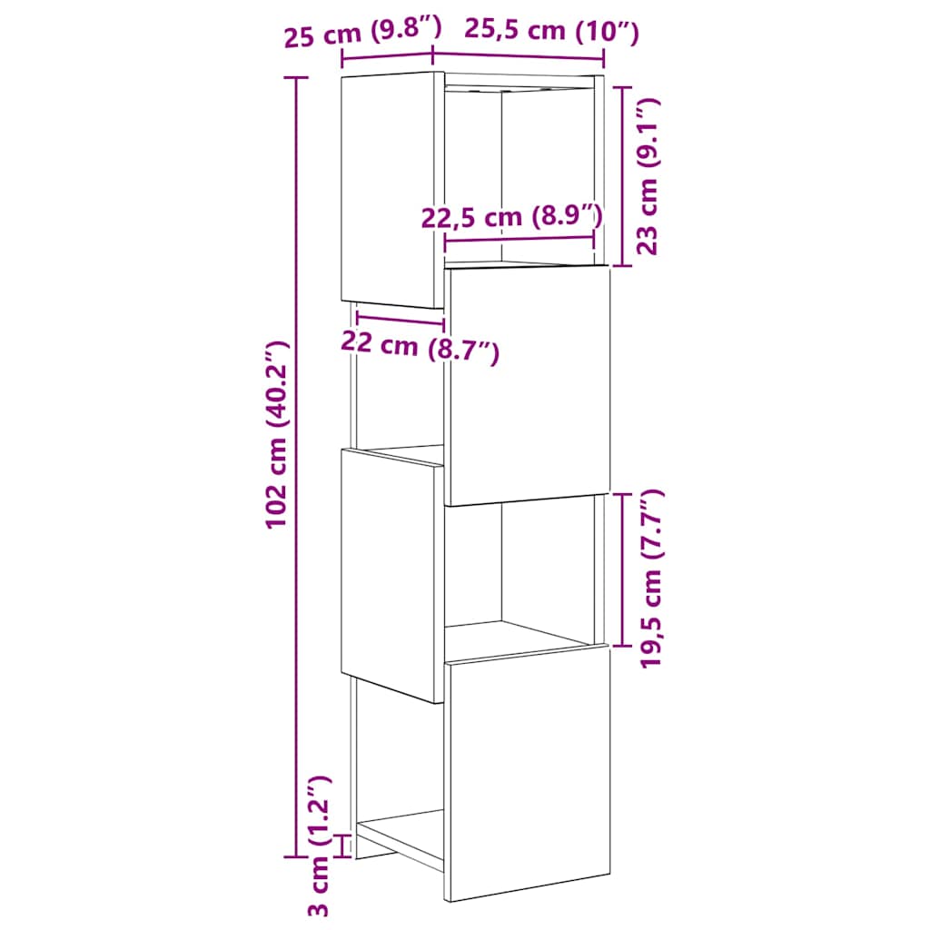 Dulap de colt Alb 25,5x25x102cm Lemn compozit — imaginea 10