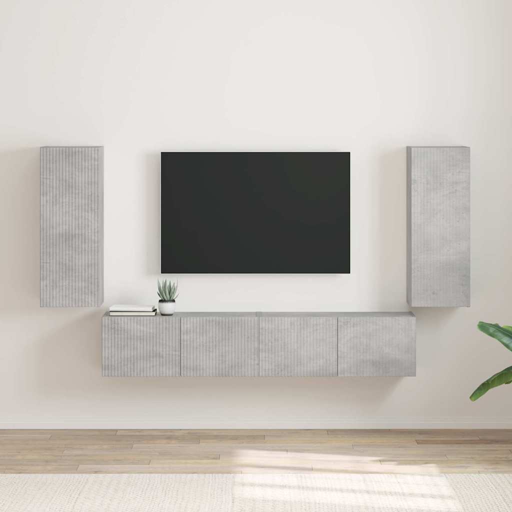 Dulap TV de perete 2 pcs Beton 30 x 31 x 80 cm Lemn compozit — imaginea 2