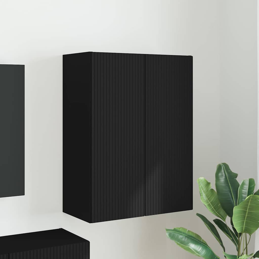 Dulap TV de perete Negru 59,5 x 31 x 80 cm Lemn compozit — imaginea 2