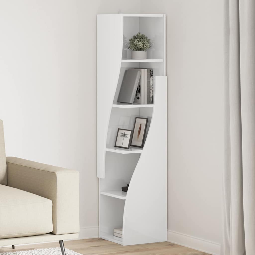 Dulap de colt Alb 32x32x140cm Lemn compozit — imaginea 2