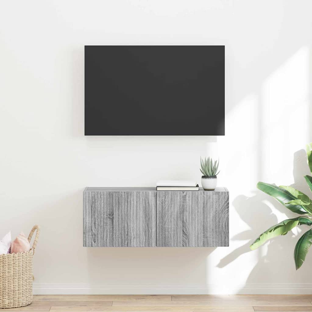 Dulap TV de perete Gri Sonoma 60 x 31 x 29.5 cm Lemn compozit — imaginea 2