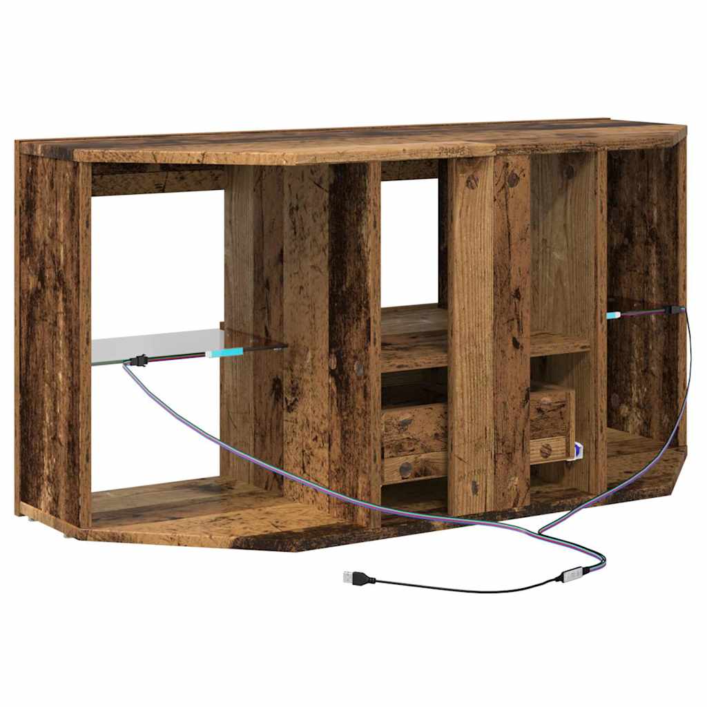 Sifonier LED pentru TV coltar Lemn Vechi 107 x 40 x 50 cm — imaginea 11