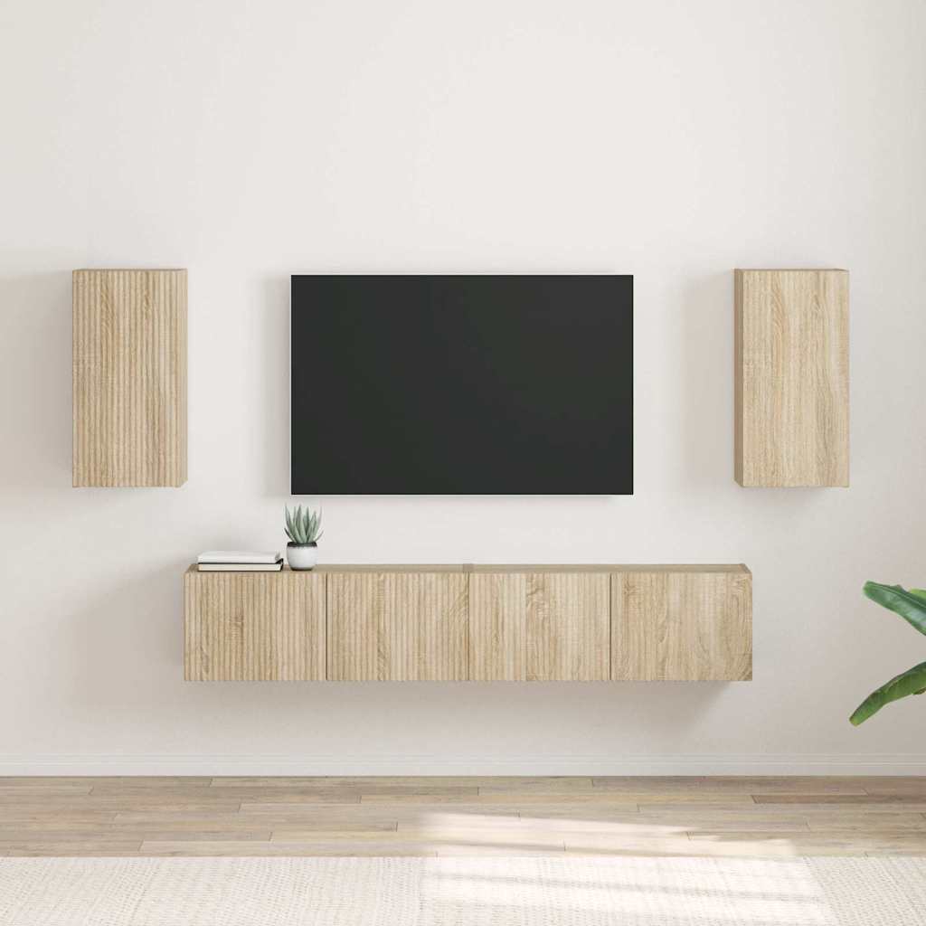 Dulap TV de perete 2 pcs Sonoma 30 x 31 x 60 cm Lemn compozit — imaginea 2