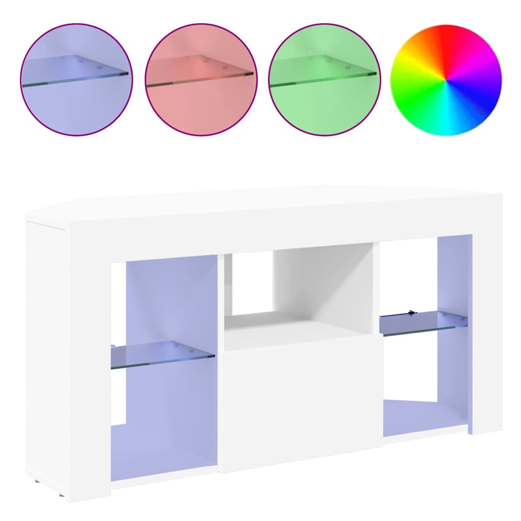 Sifonier LED pentru TV coltar Pe perete Alb 100 x 40 x 50 cm — imaginea 5