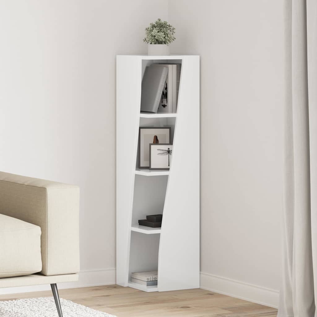 Dulap de colt Alb 27,5x27x102cm Lemn compozit — imaginea 2