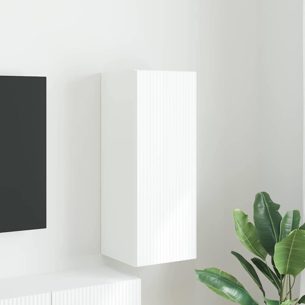 Dulap TV de perete Pe perete Alb 30 x 31 x 80 cm Lemn compozit — imaginea 2