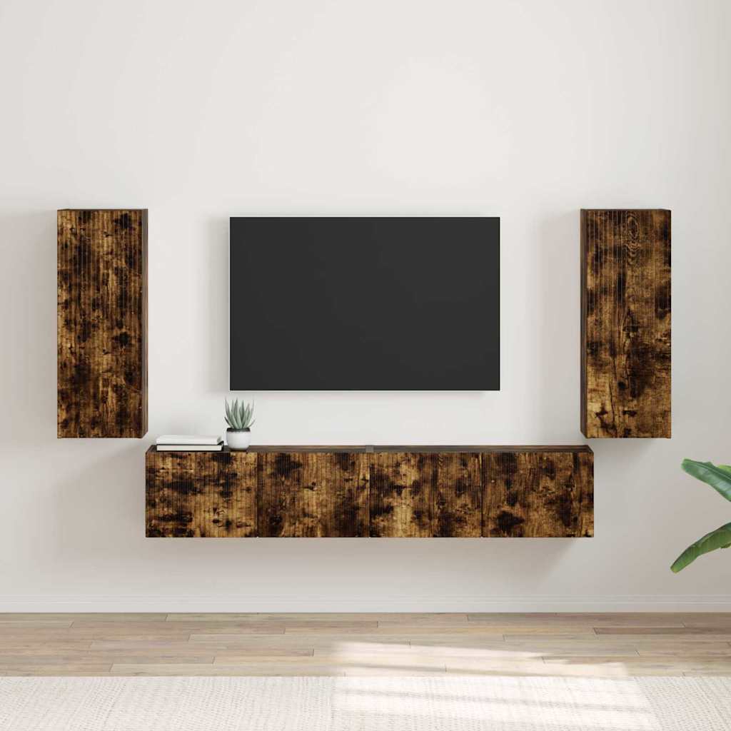 Dulap TV de perete 2 pcs Stejar fumuriu 30 x 31 x 80 cm — imaginea 2