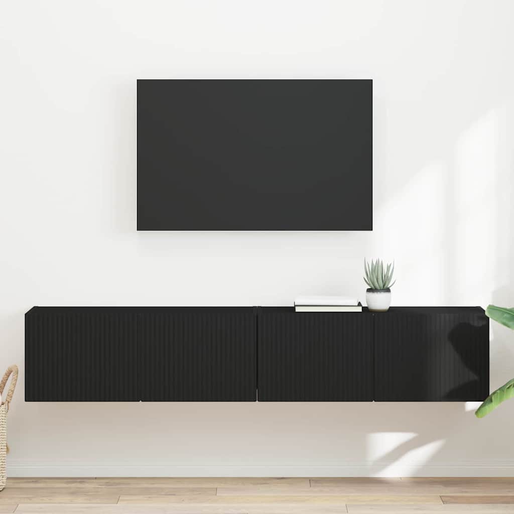 Dulap TV de perete 2 pcs Negru 60 x 31 x 29.5 cm Lemn compozit — imaginea 2