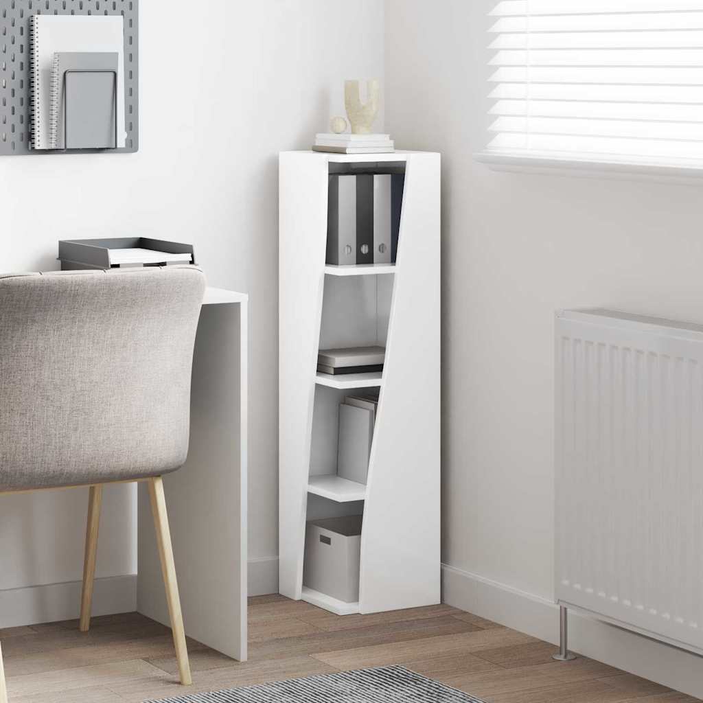 Dulap de colt Alb 27,5x27x102cm Lemn compozit — imaginea 5