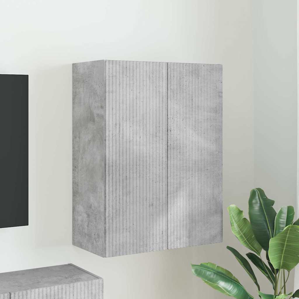 Dulap TV de perete Pe perete Gri din beton 59,5 x 31 x 80 cm — imaginea 2