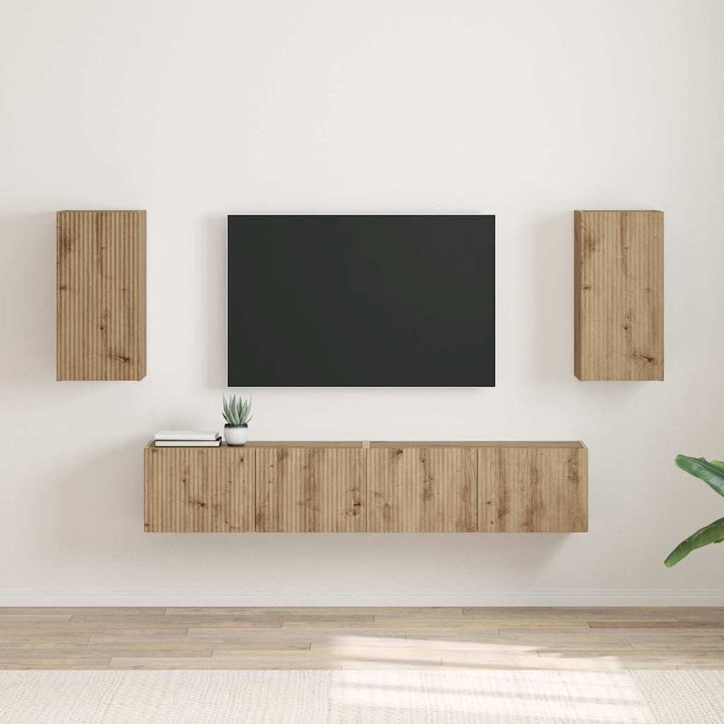 Dulap TV de perete 2 pcs Stejar artizanal 30 x 31 x 60 cm — imaginea 2