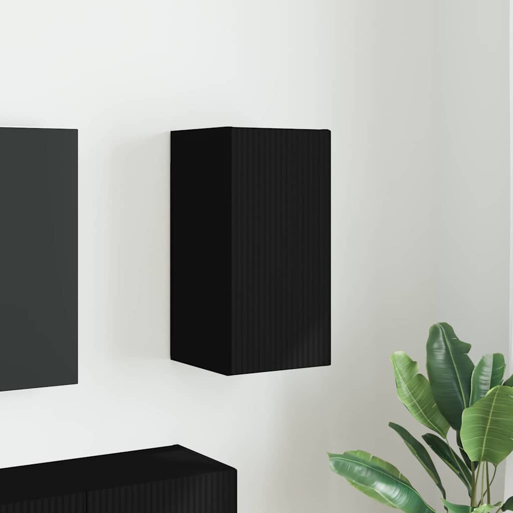 Dulap TV de perete Negru 30 x 31 x 60 cm Lemn compozit — imaginea 2