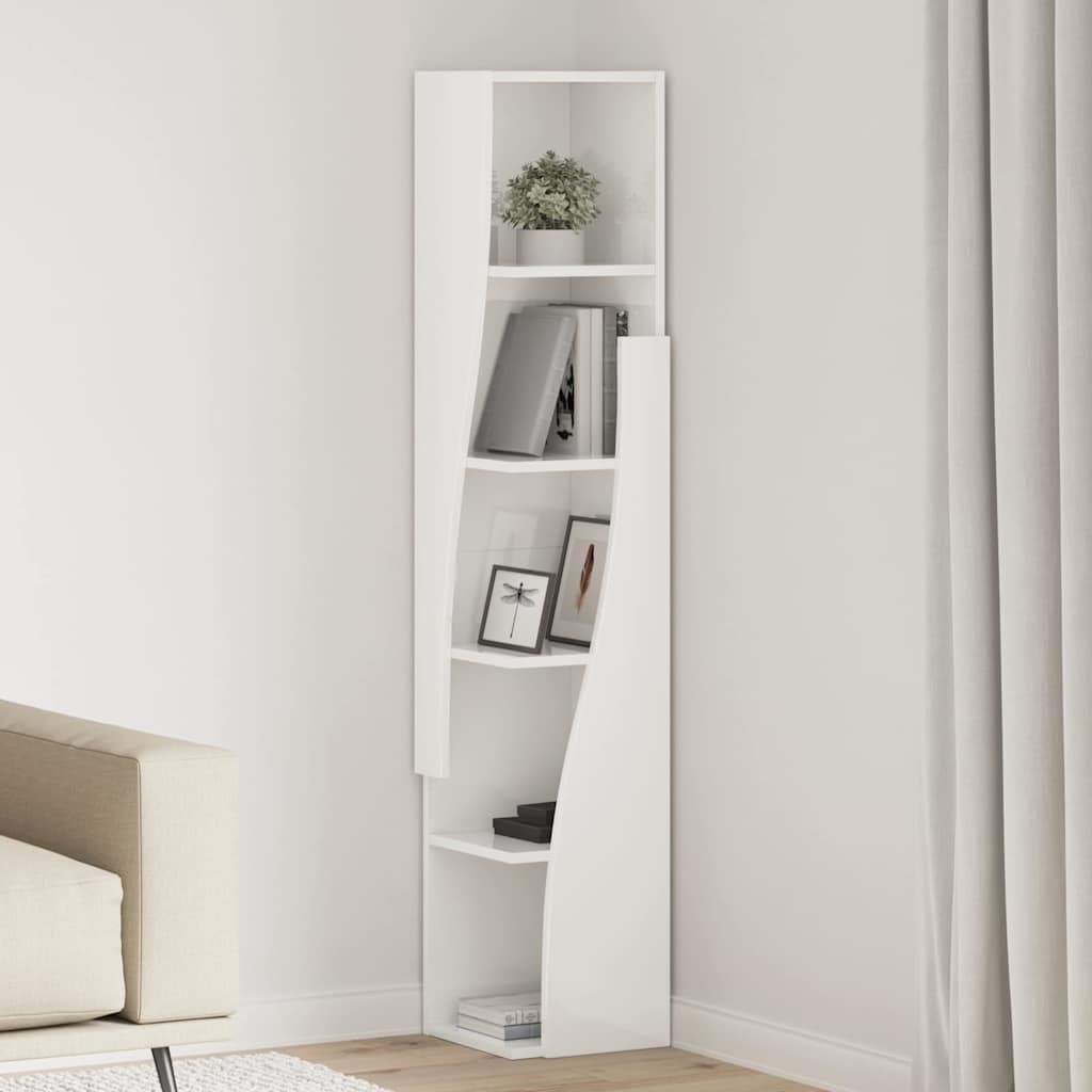 Dulap de colt Alb 27,5x27x140cm Lemn compozit — imaginea 2