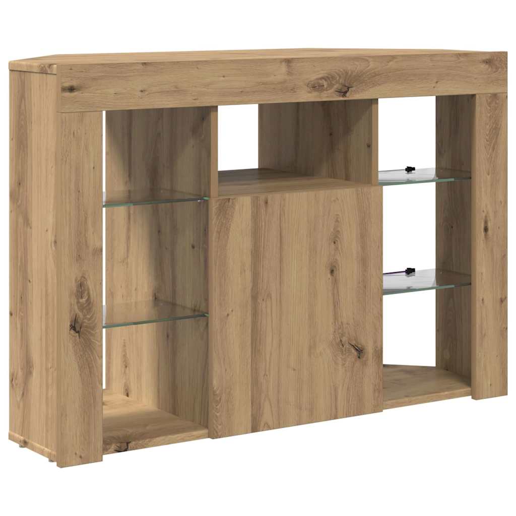 Sifonier LED pentru TV coltar Stejar Artizanal 108 x 40 x 68 cm — imaginea 7