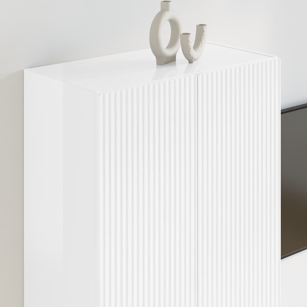 Dulap TV de perete Alb lucios 59,5 x 31 x 80 cm Lemn compozit — imaginea 5