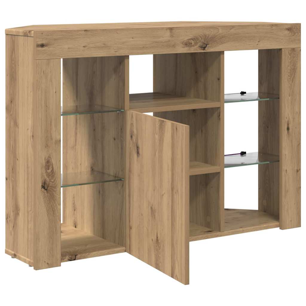 Sifonier LED pentru TV coltar Stejar Artizanal 108 x 40 x 68 cm — imaginea 8