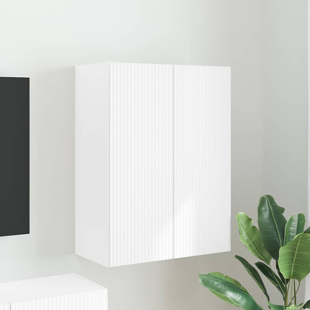 Dulap TV de perete Alb 59,5 x 31 x 80 cm Lemn compozit — imaginea 2