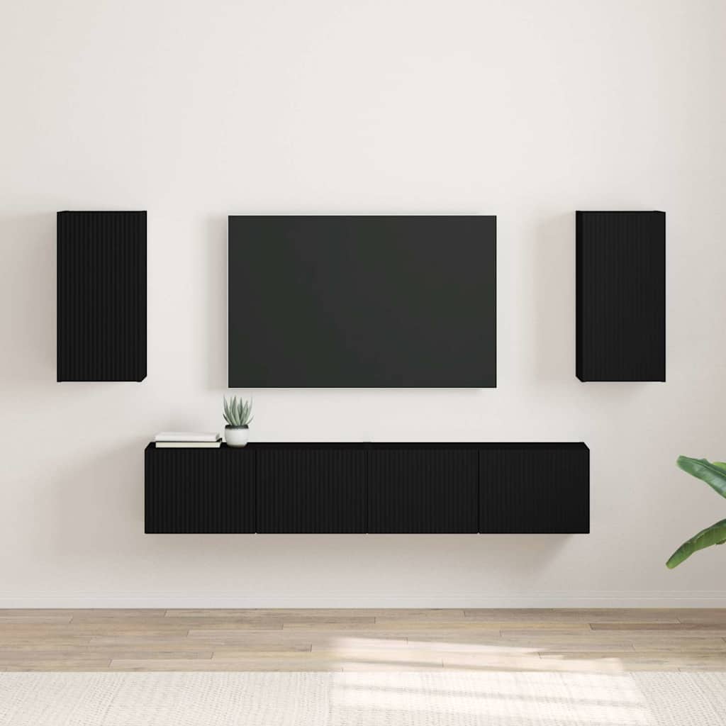 Dulap TV de perete 2 pcs Negru 30 x 31 x 60 cm Lemn compozit — imaginea 2