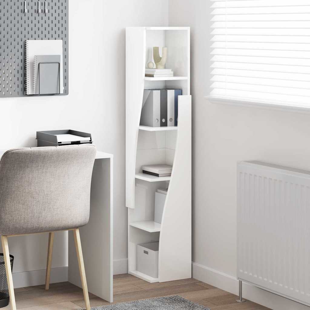 Dulap de colt Alb 27,5x27x140cm Lemn compozit — imaginea 5