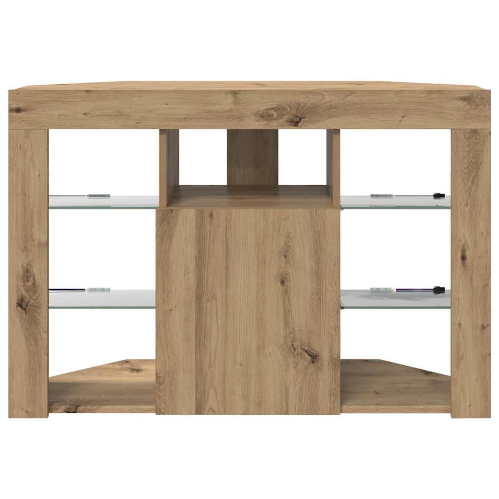 Sifonier LED pentru TV coltar Stejar Artizanal 108 x 40 x 68 cm — imaginea 9
