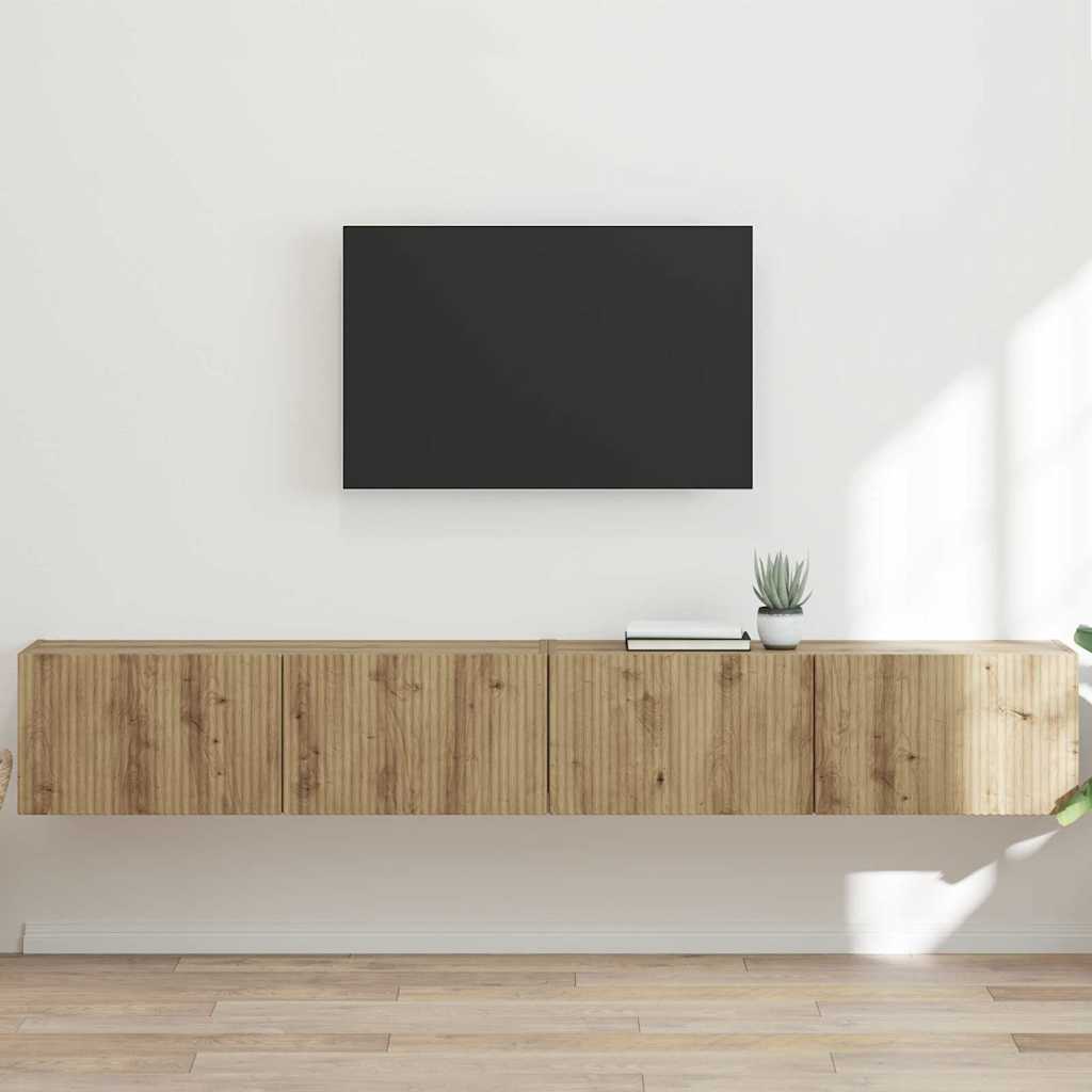 Dulap TV de perete 2 pcs Stejar artizanal 60 x 31 x 29.5 cm — imaginea 2