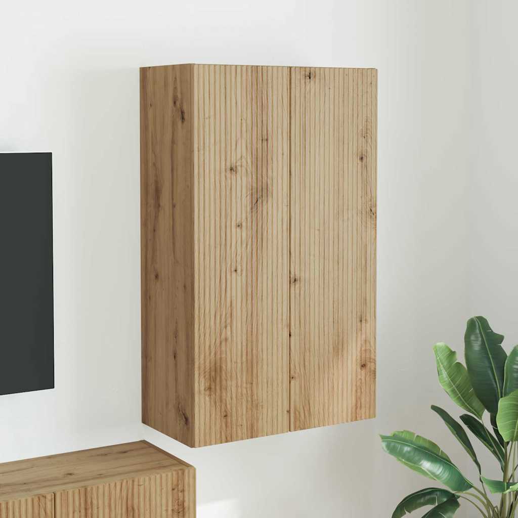 Dulap TV de perete Stejar Artizanal 59,5 x 31 x 100 cm — imaginea 2
