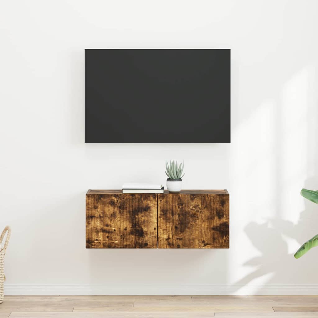 Dulap TV de perete 2 pcs Stejar fumuriu 60 x 31 x 29.5 cm — imaginea 2